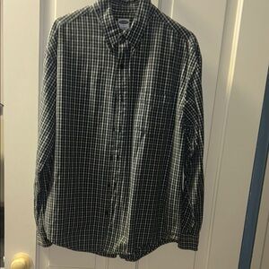 Old Navy Men's Navy and White Plaid Shirt